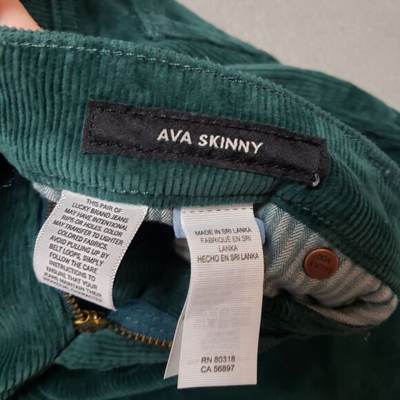 Lucky Brand Cords Ava Skinny Green Corduroy Pants - Picture 8 of 15